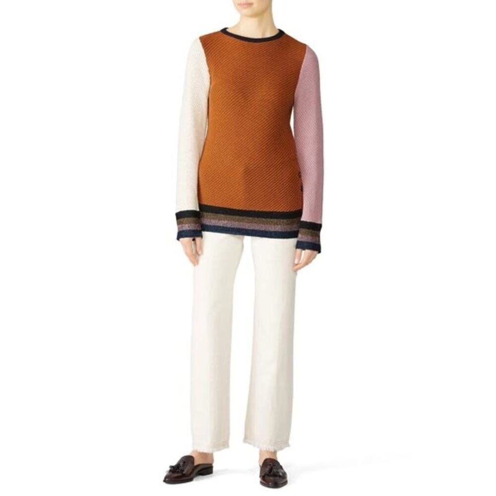 APIECE APART Orange 100% Cotton Almeria Side Button Side Sweater size Medium